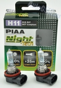 Комплект галогенных ламп Piaa Night Tech H11 3600K 55w HE-824 - производство Германия, увеличенная яркость освещения, на 10 процентов более белый свет, до 35 м больше длина светового пучка