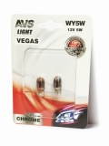 Лампа AVS Vegas CHROME WY5W W2,1x9,5d yellow (A07113S) 2 шт. - желтый цвет, мощность 5 Вт, рабочее напряжение 12 В, интерференционное покрытие лампы