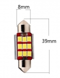 Комплект светодиодных ламп Вымпел C5W (39 мм) 9SMD (2835) CAN BUS WHITE (5137) - цветовая температура 6000K, угол свечения 180 градусов, встроенная обманка