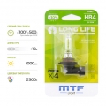 Галогенная лампа MTF Light Long Life +30% HB4/9006 55W (в блистере) 12V 2900K  - страна-производитель - Корея, увеличенная длина луча,  яркость - 1550 Lm, цветовая температура - 2900K, долгий срок службы, соответствие международным и европейским стандартам