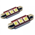 Комплект светодиодных ламп Вымпел C5W (39 мм) 3SMD (COB) CAN BUS WHITE (5114) - цветовая температура 6000K, угол свечения 180 градусов, встроенная обманка