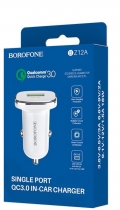 Зарядное устройство для телефона BOROFONE BZ12A 1USB QC 3.0 белый  (00125)