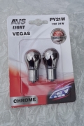 Лампа AVS Vegas CHROME PY21W orange (A07112S) 2шт. - оранжевый цвет, мощность 21 Вт, рабочее напряжение 12 В, интерференционное покрытие лампы